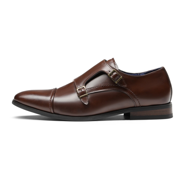 Men's Modern Monk Strap Shoes - BROWN - 2